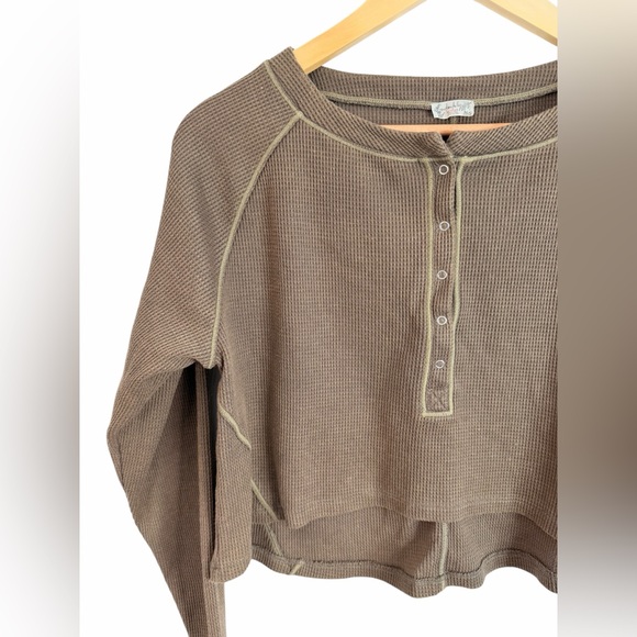 Free People Intimately Early Night Crop Sleep Top Waffle Knit Women’s Sz Small - Picture 6 of 11